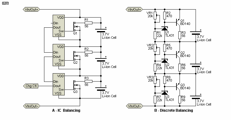 Balance serial battery charging circuit diagram wiring